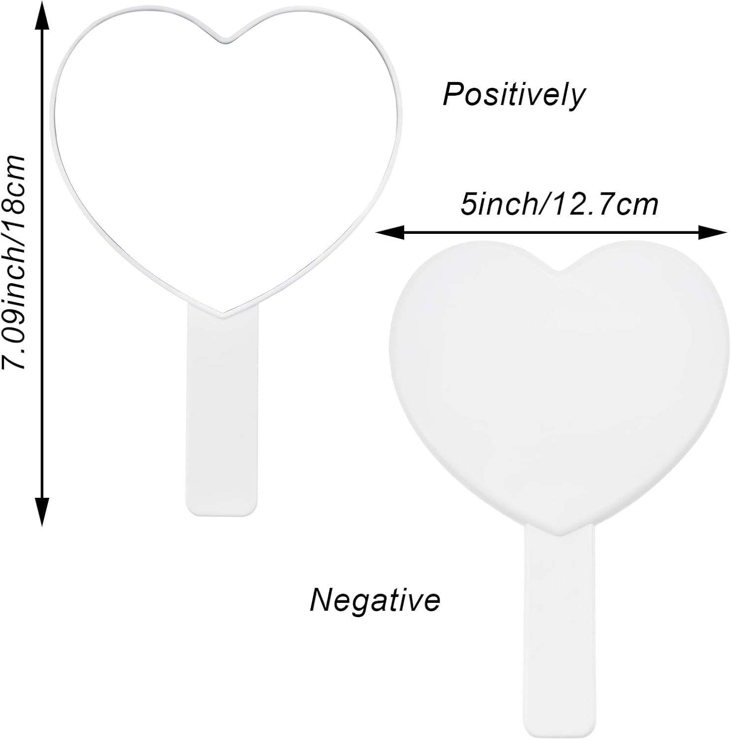 2-Piece Heart-Shaped Handheld Mirror with Handle for Women Girls
