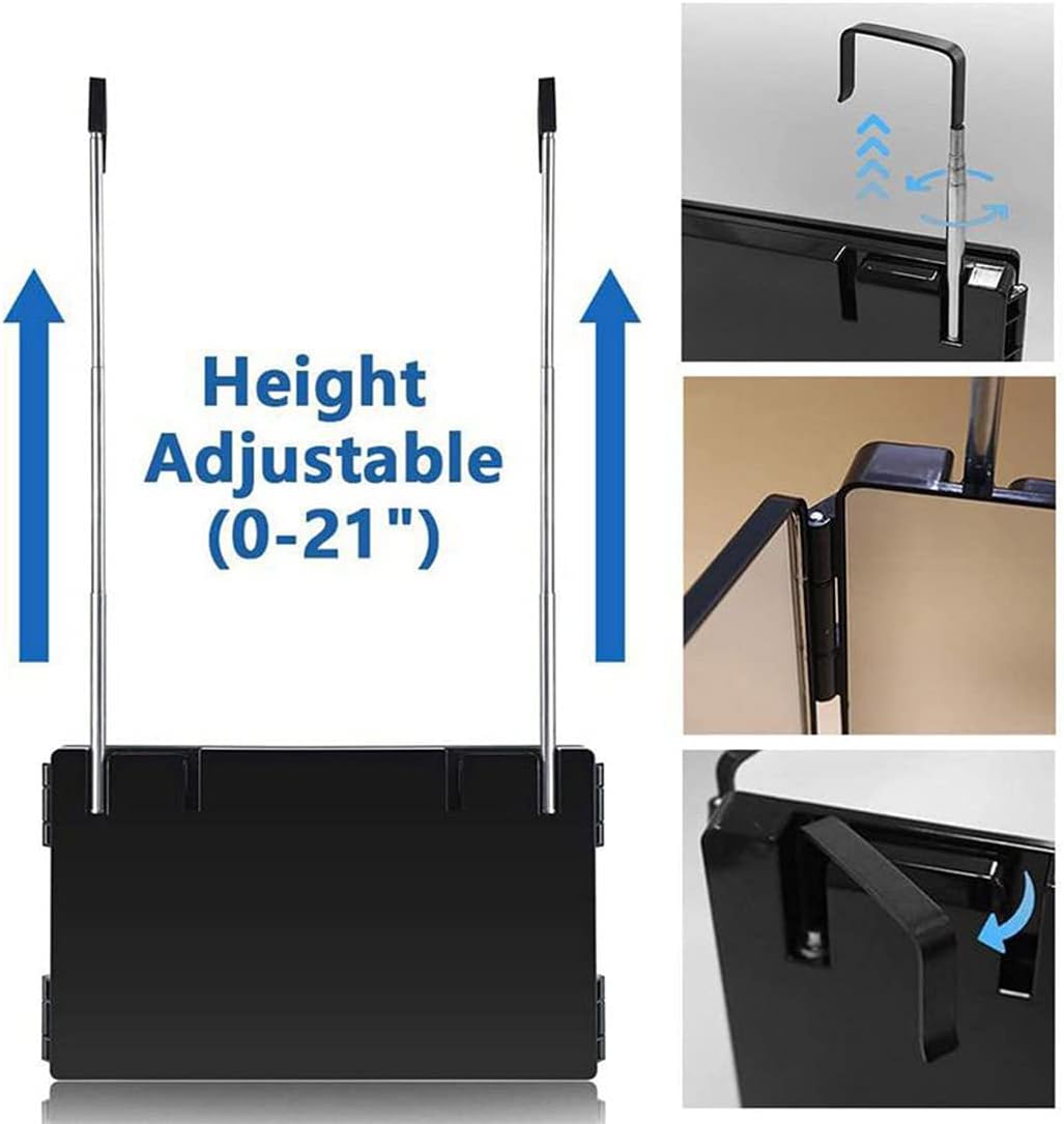 360 Degree Trifold Mirror with Adjustable Height and Magnifying Glass