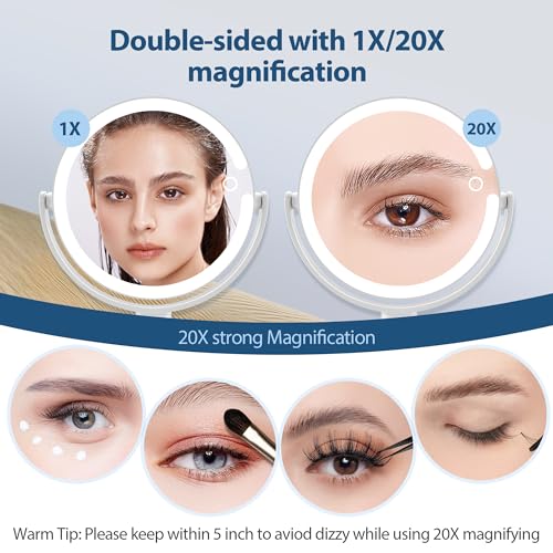 MIYADIVA Double-Sided Makeup Mirror with LED Lights
