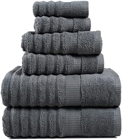 Luxury 6-Piece Bath Towel Set - Soft Absorbent Durable Space grey