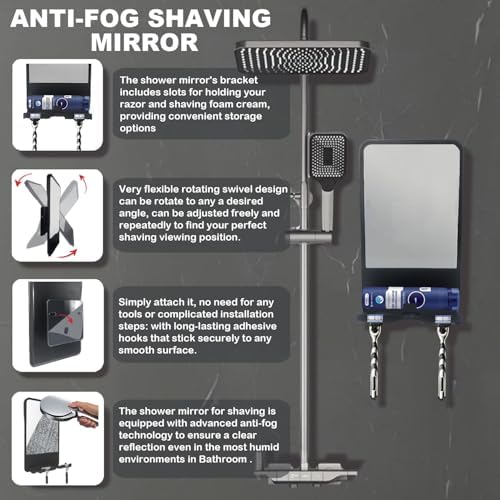 Fogless Shower Mirror with Storage