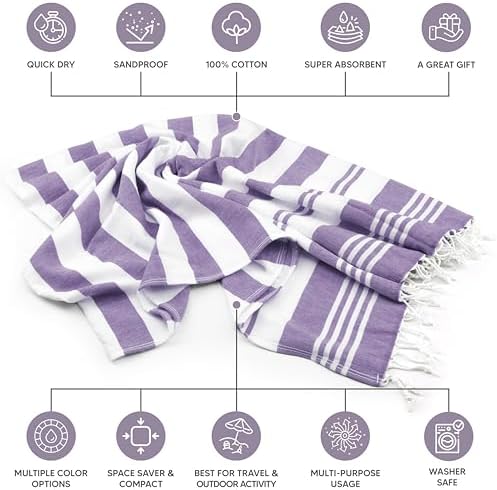 Utopia 4-Pack Turkish Beach Towels - 40x72 inches Soft Quick-Dry