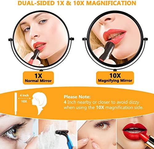 ALHAKIN 10x Magnifying Makeup Mirror - Swivel with Stable Base