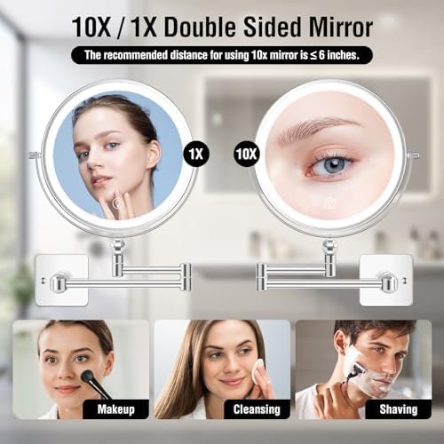 Wall-Mounted 360-Degree Adjustable Makeup Mirror