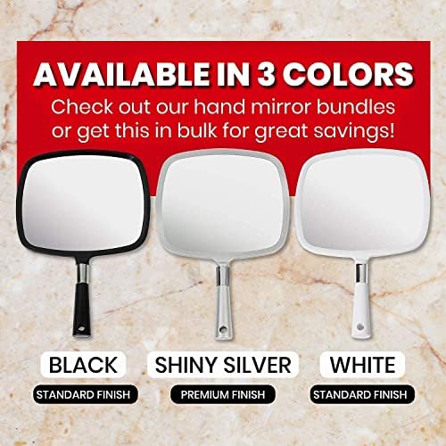 Professional Hand Mirror Large Comfortable Handle 9x13-inch Black