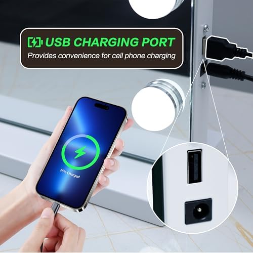 NUSVAN Vanity Mirror with 3 Lighting Modes Touch Control