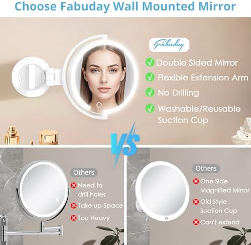 Fabuday Magnifying Mirror with Lights and Suction Cup