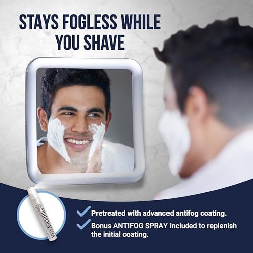 MirrorVana Travel Shower Mirror - Small Chromed Anti-Fog with suction cups