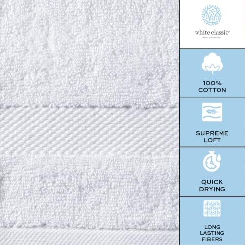 White Classic Luxury Bath Towels Set of 4