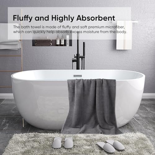 HOMEXCELBath Towels Set 4 27x54 Ultra Soft-absorbent Lightweight grey