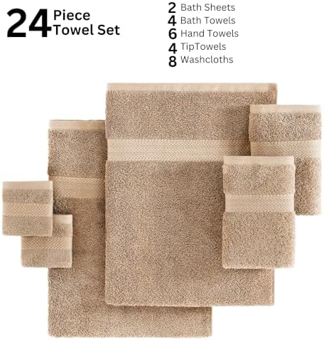 Transform Your Bath Selection with LANE LINEN 24-Piece Cotton Towel Set