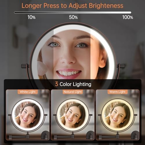 Rechargeable Wall-Mounted Lighted Makeup Vanity Mirror