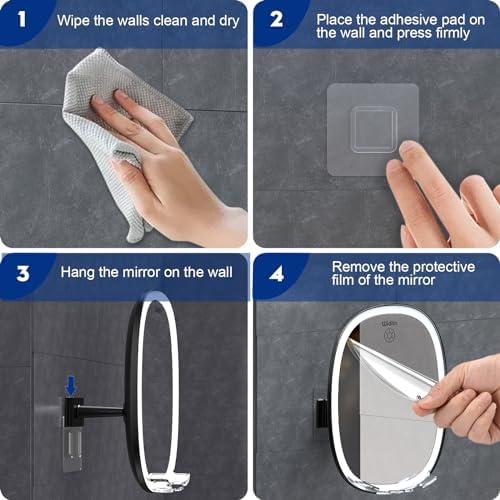 Fog-Free LED Shower Mirror Adjustable LED Shaving Mirror