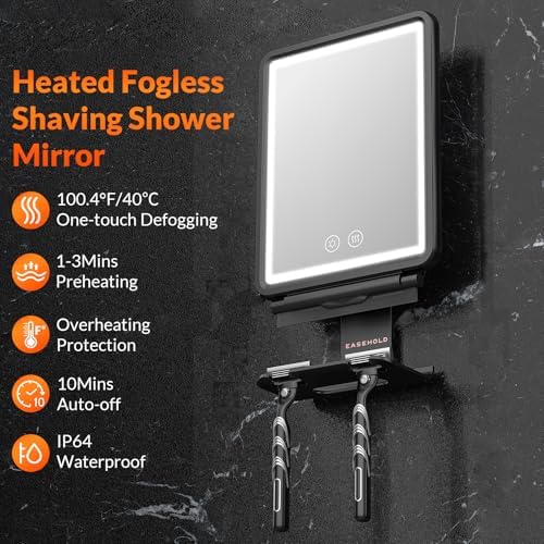EASEHOLD Fogless Shaving Mirror with 5000mAh Rechargeable Led