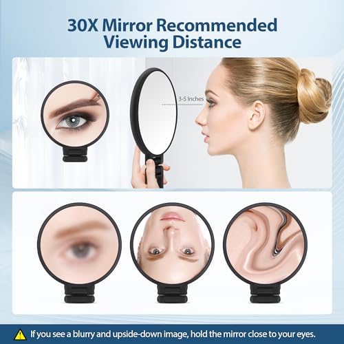 B Beauty Planet 30X Magnifying Mirror with Handle for Precision Makeup