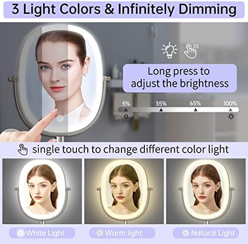 Stylish Wall-Mounted Double-Sided 1X7X Makeup Mirror with Rechargeable Lights