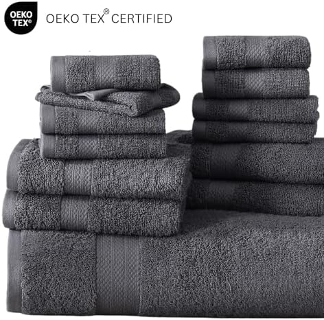 24-Piece Bath Towel Set 100 Cotton bath time moments Cool Grey