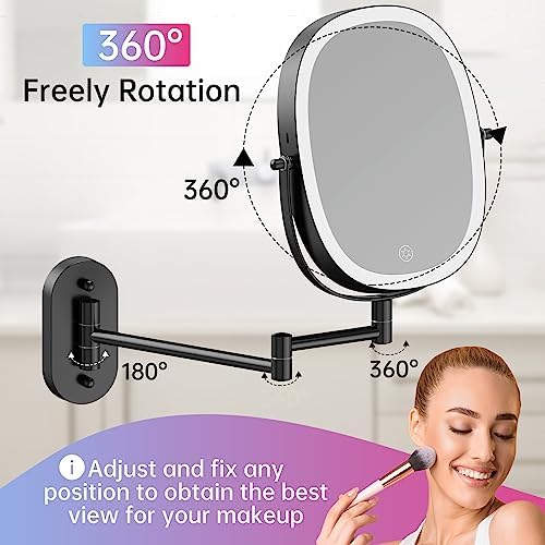 FUNTOUCH Rechargeable Wall-Mounted Lighted Makeup Vanity Mirror