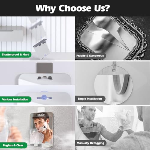 Shinova Shower Mirror - Fogless with 5X Magnifier