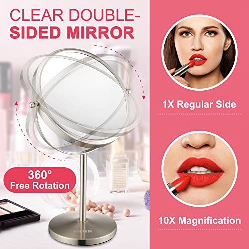 ALHAKIN 10x Magnifying Makeup Mirror 8-Inch Tabletop for BathroomDesk