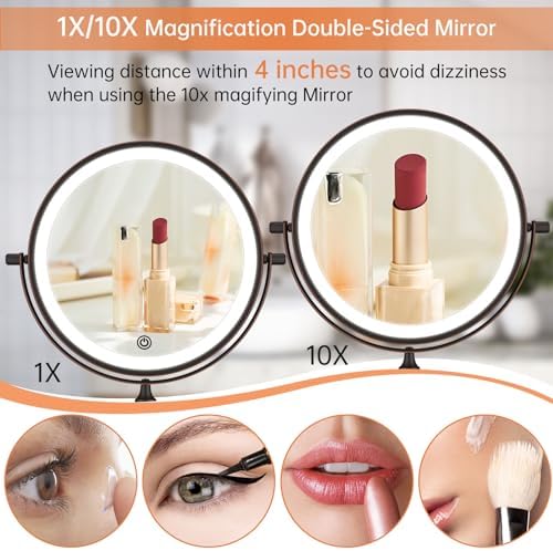 Rechargeable Wall-Mounted Lighted Makeup Vanity Mirror