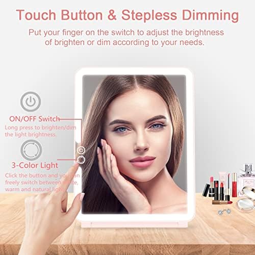 Compact LED Makeup Mirror with Touch Screen
