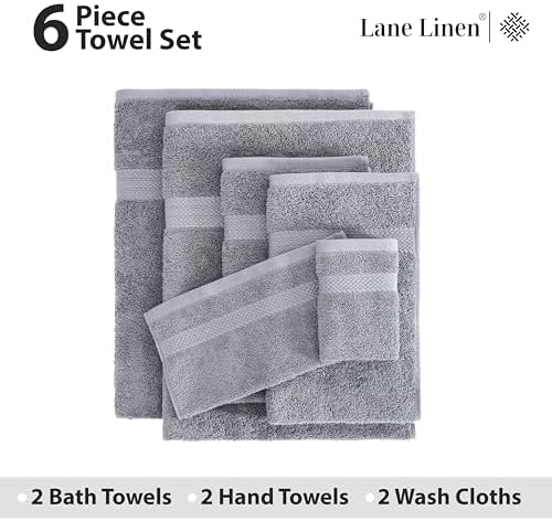 Premium 6-Piece Grey Bath Towels Set for Luxury Bathroom Experience