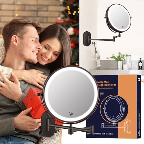 Rechargeable Wall-Mounted Lighted Makeup Vanity Mirror