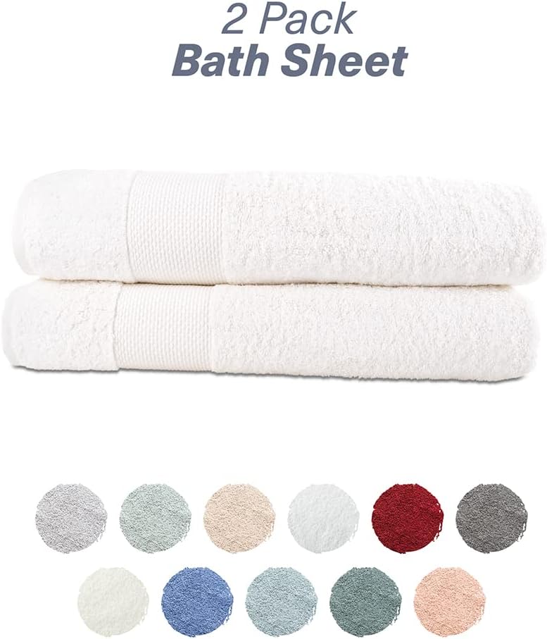 Hencely Luxury Bath Sheet Set 2 x 35x64 Inch Perfect Cotton Towels