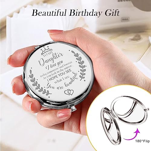 Soulpetals Daughter Compact Mirror Engraved Makeup Mirror for Daughter Perfect for Momsgift