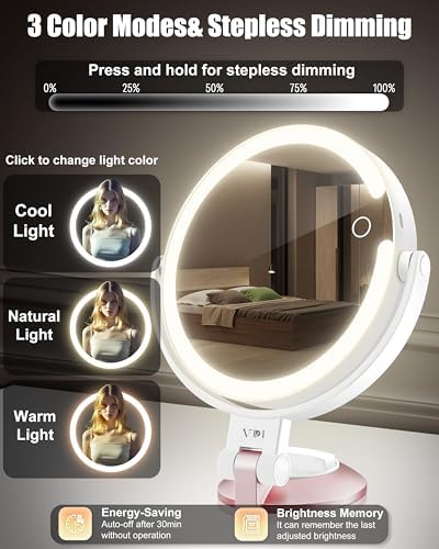 VPU 15X1X Wall-Mounted Magnifying Mirror with Lights