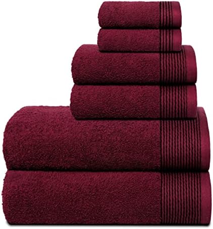 Burgundy 100 Cotton Ultra-Soft 6-Piece Bath Towel Set