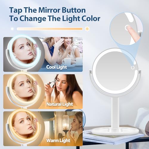 MIYADIVA Double-Sided Makeup Mirror with LED Lights