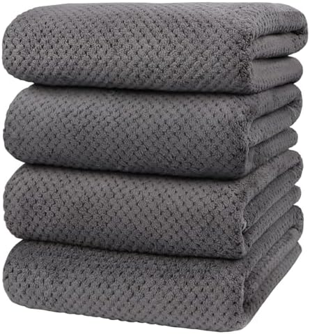 HOMEXCELBath Towels Set 4 27x54 Ultra Soft-absorbent Lightweight grey