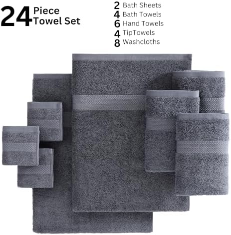 24-Piece Bath Towel Set 100 Cotton bath time moments Cool Grey
