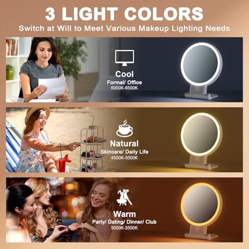 1X30X Magnifying Mirror with Light Double-Sided Portable auxmircom