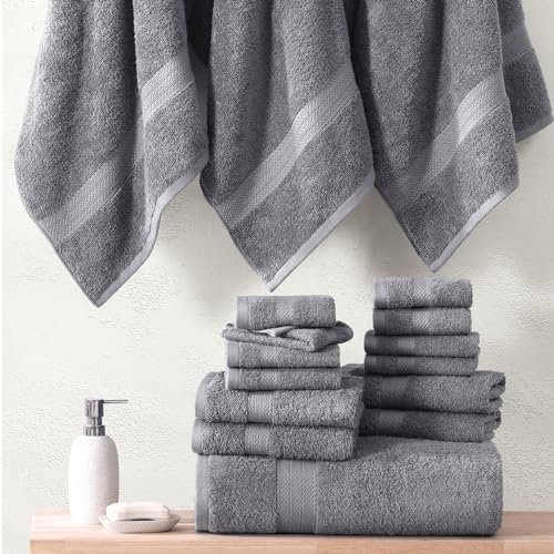 Premium 6-Piece Grey Bath Towels Set for Luxury Bathroom Experience