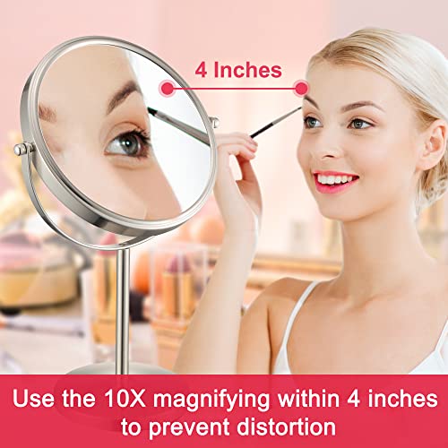 ALHAKIN 10x Magnifying Makeup Mirror 8-Inch Tabletop for BathroomDesk