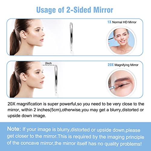 20x Magnifying Handheld Mirror 6-inch Double-Sided Travel-Friendly