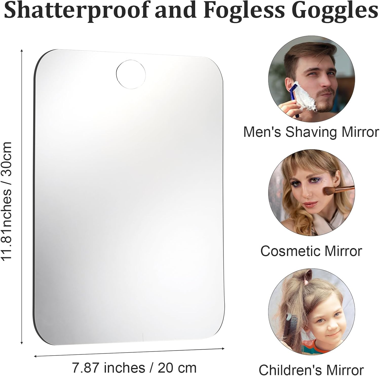 Anti-Fog Unbreakable Travel Shower Mirror for Men