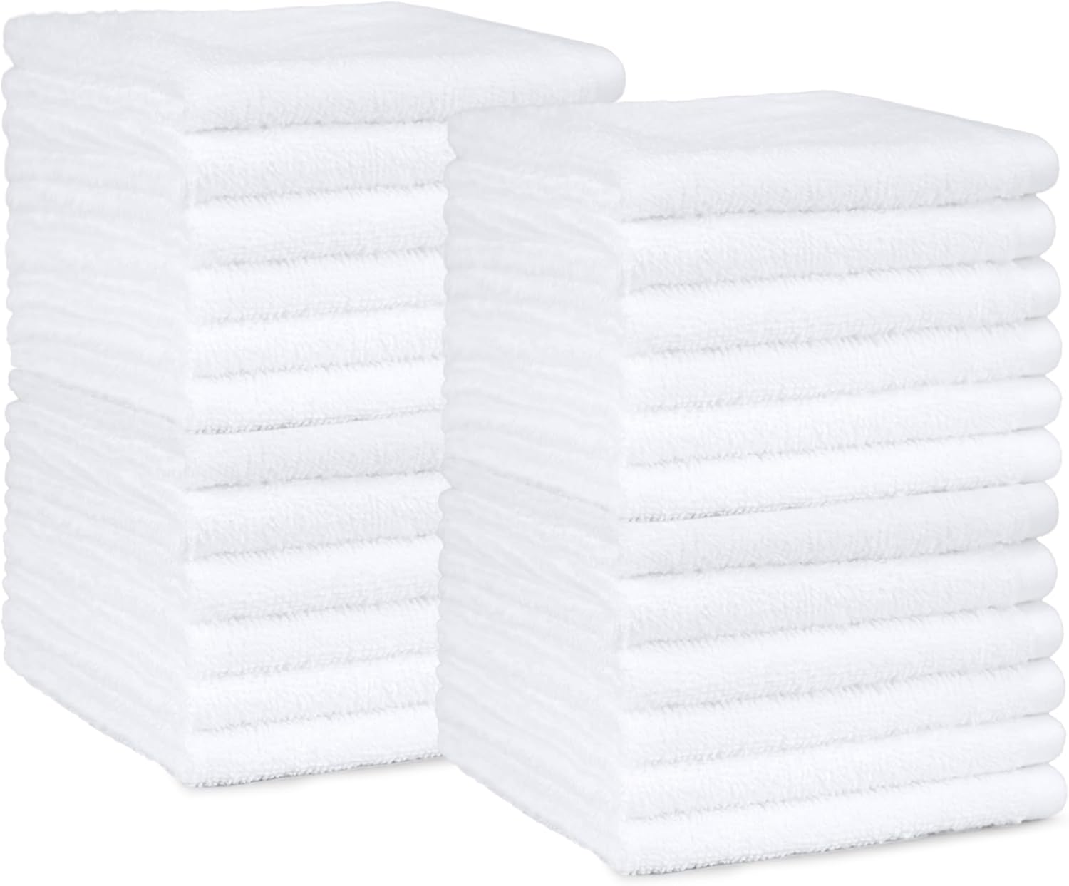 Amazon Basics 100 Cotton Washcloths Soft Durable 24-Pack 12x12 White
