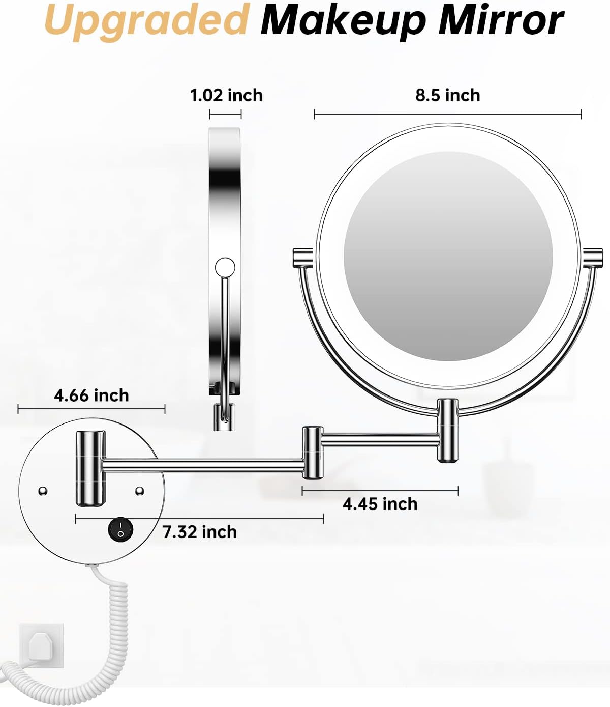 Gospire 85 Wall-Mounted Magnifying Mirror