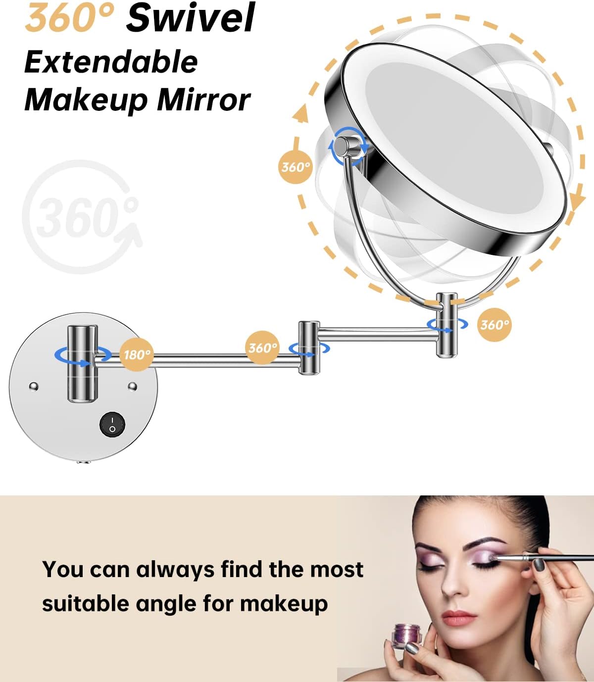 Gospire 85 Wall-Mounted Magnifying Mirror