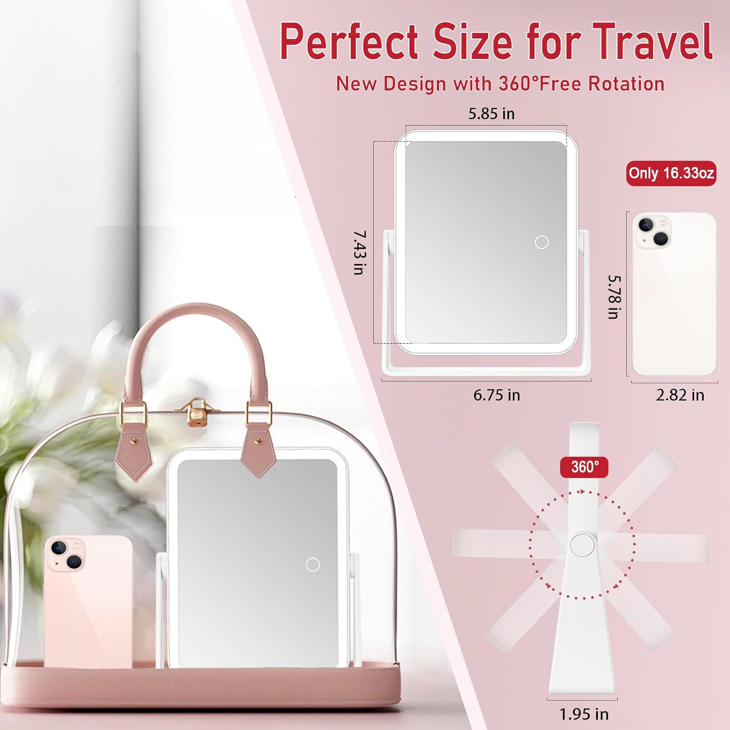 Travel Makeup Mirror with 10X Magnification
