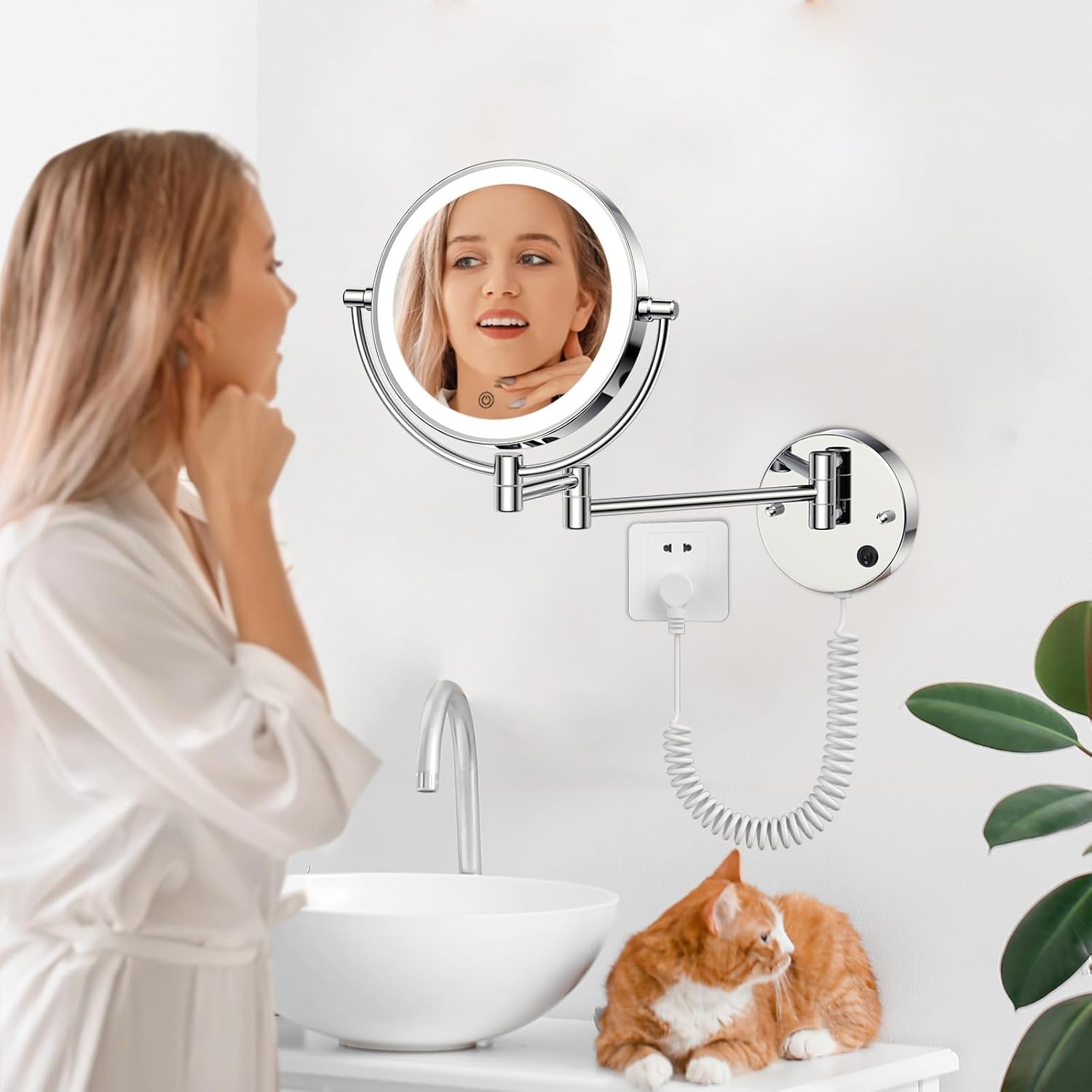 Wall-Mounted Double-Sided Makeup Mirror