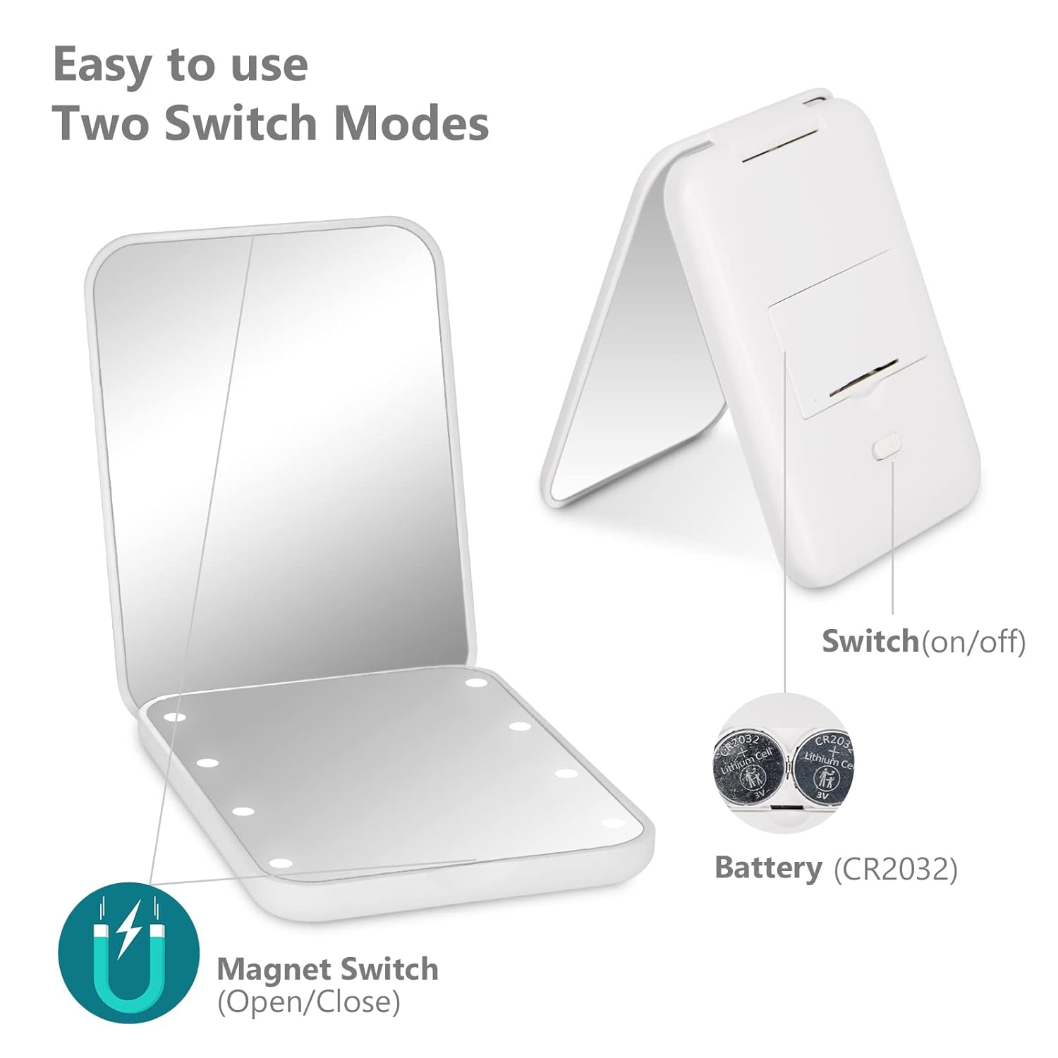 Kintion Pocket Mirror with LED Light 1X 3X Magnification