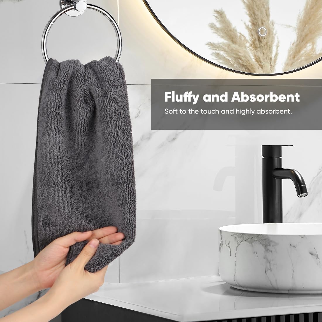 HOMEXCEL Grey Hand Towels