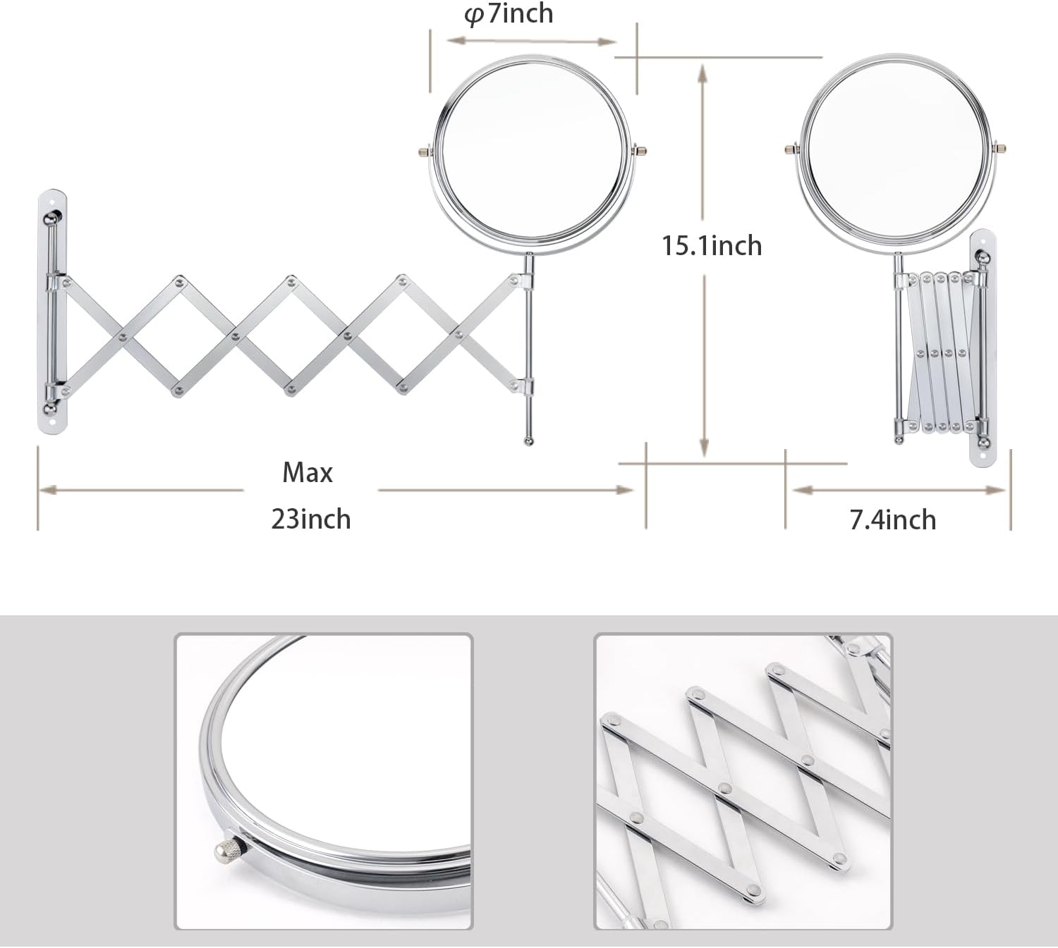 WELL W LINK 7-inch Wall-Mounted Makeup Mirror