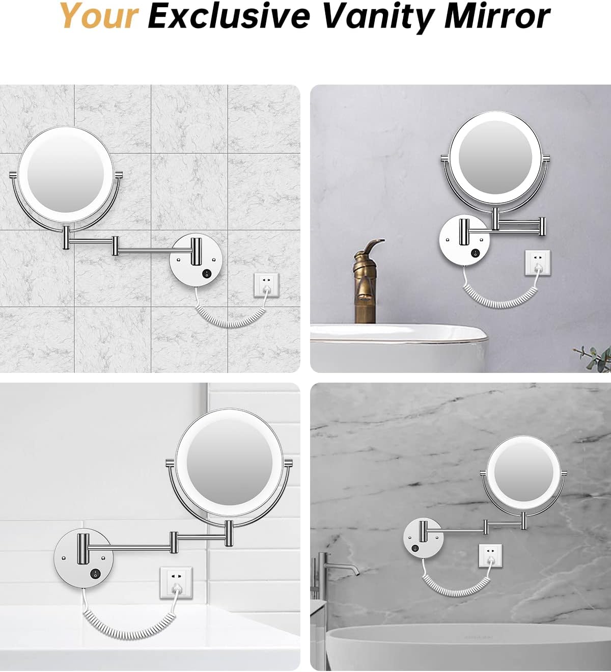 Gospire 85 Wall-Mounted Magnifying Mirror