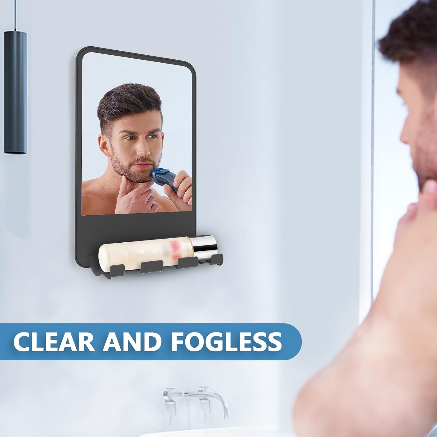 Fogless shower mirror for men women anti-fog storage